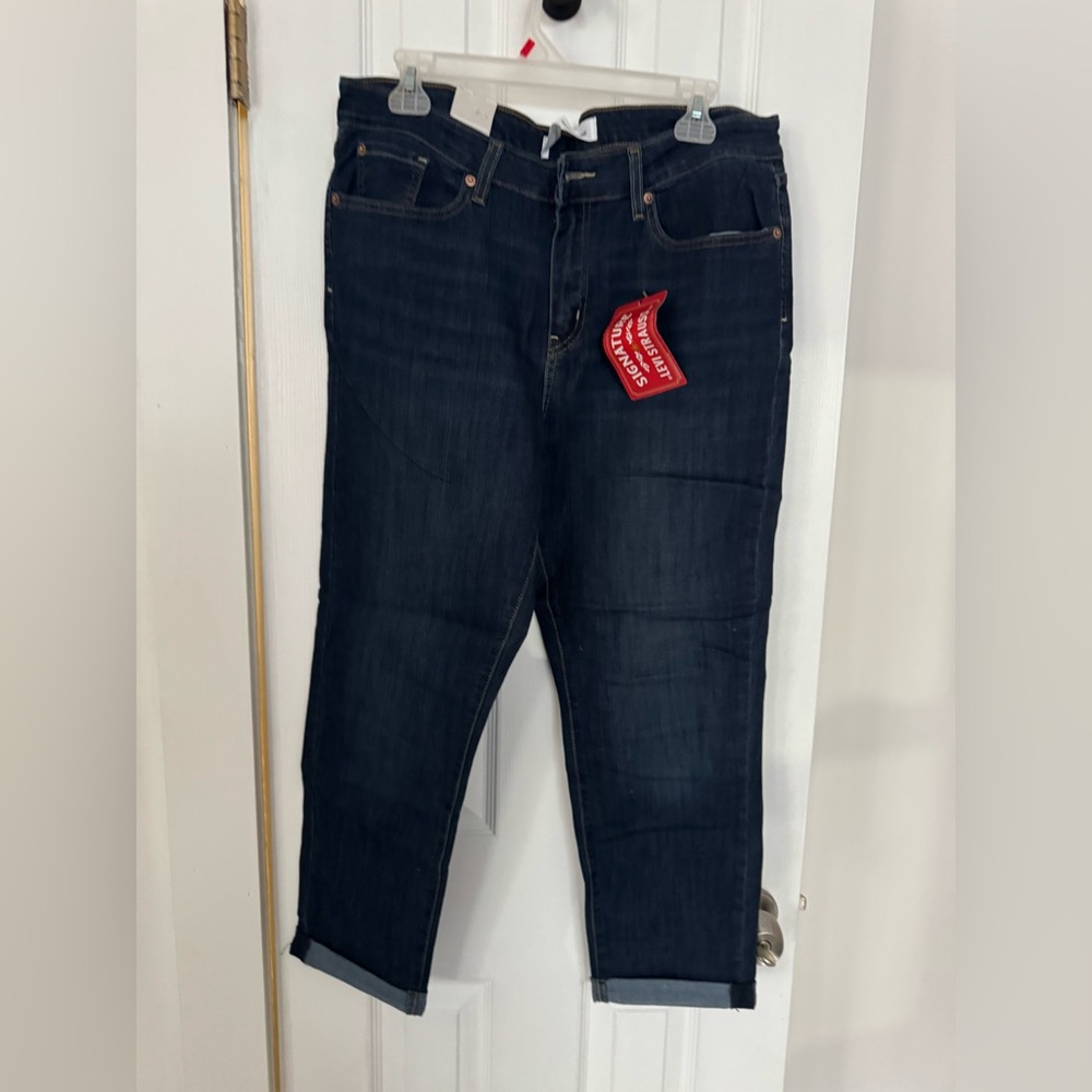 Signature by Levi Strauss Women Mid Rise Slim Boyfriend Deep Indigo Skinny Jean